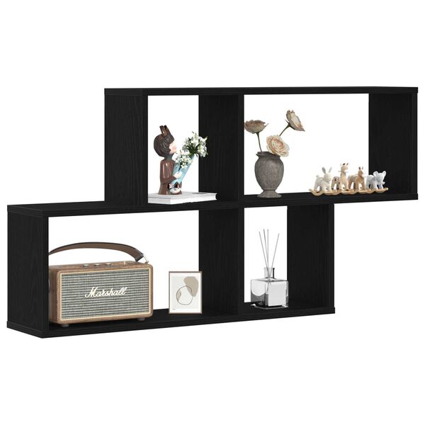 vidaXL Wall Shelf Black Oak 29.92 x 5.91 x 20.87 in Engineered Wood