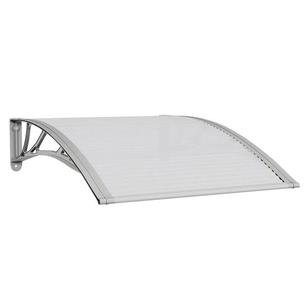 vidaXL Door Canopy Grey, Transparent Polycarbonate, ABS, Aluminum
