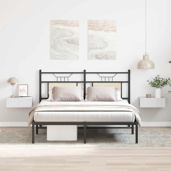 vidaXL Floating Nightstand Set of 2 High Gloss White Engineered wood