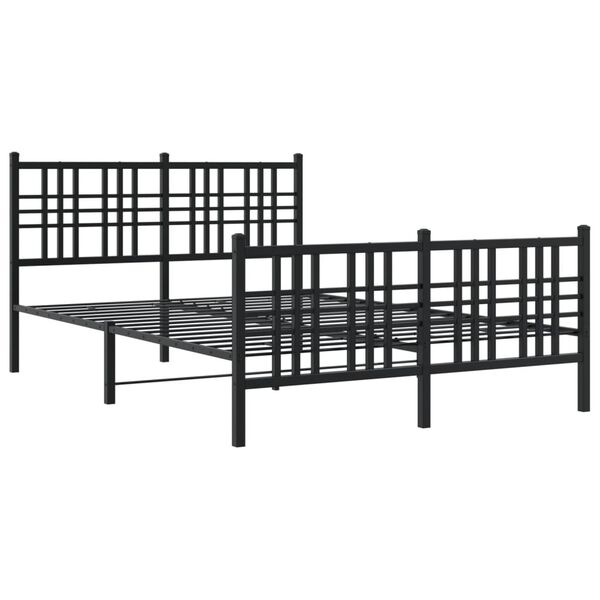 vidaXL Bed Frame Black Steel Full Bed Frame Rectangular Traditional