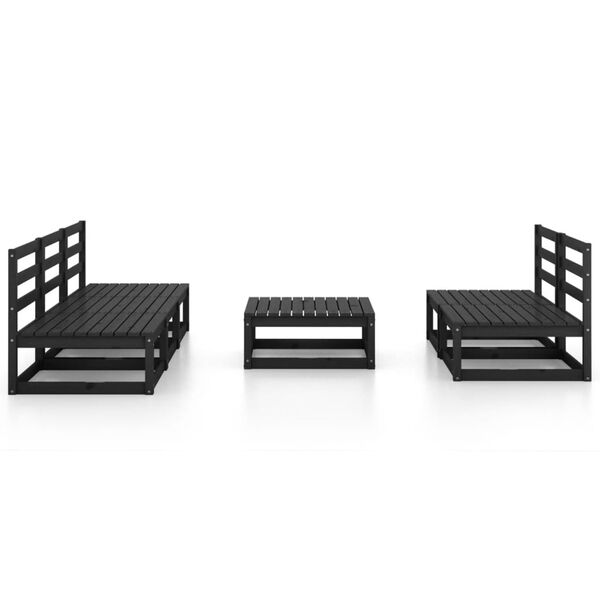 vidaXL Garden Lounge Set Black Solid Pinewood Medium Modular
