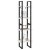 vidaXL Book Cabinet White, Black Solid Pine Wood, Metal Medium