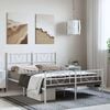 vidaXL Bed Frame White Steel Double Bed Frame Rectangular