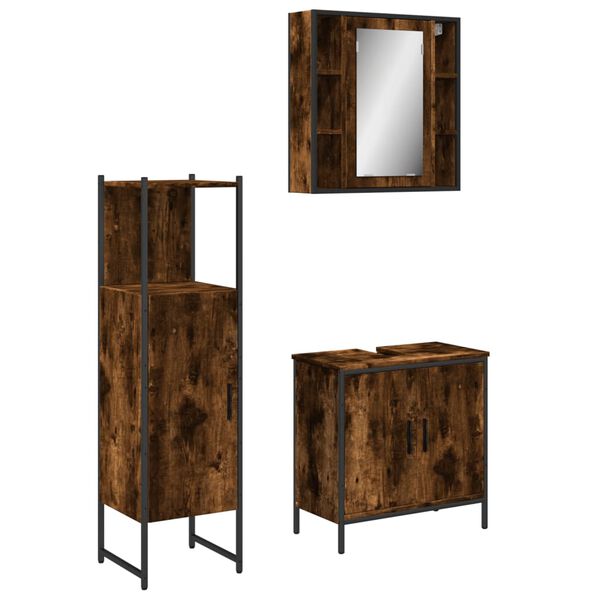vidaXL Bathroom Cabinet Set Smoked Oak