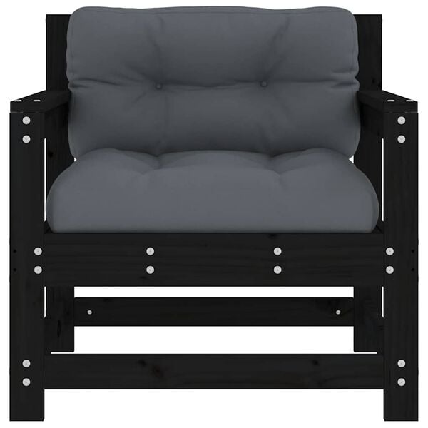 vidaXL Garden Chair Black Solid Pine Wood Medium Modular Garden Chair