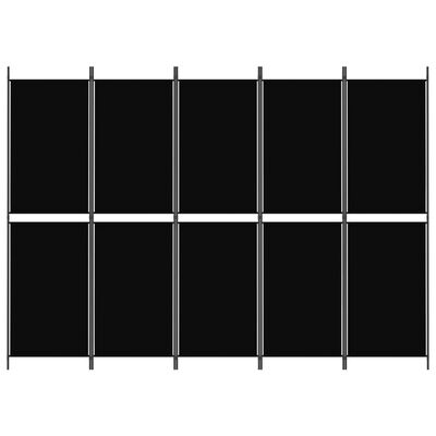 vidaXL 5-Panel Room Divider Black 98.4"x70.9" Fabric