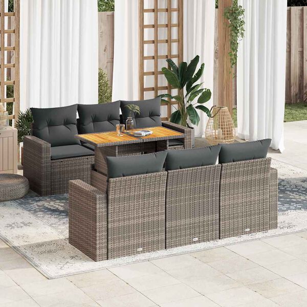 vidaXL Garden Sofa Set Grey PE rattan Large Modular Garden Sofa Set