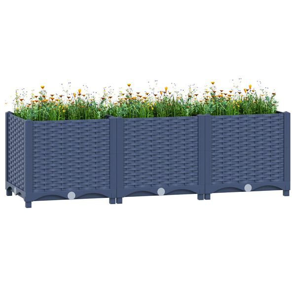vidaXL Raised Bed Blue Grey Polypropylene 47.2 x 15.7 x 15.0 in Durable