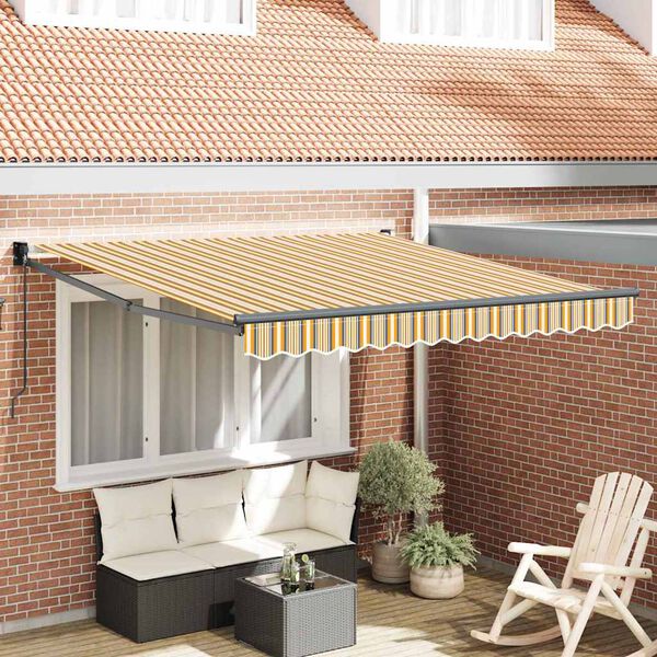vidaXL Retractable Awning Yellow and grey and white 137.80" x 98.43