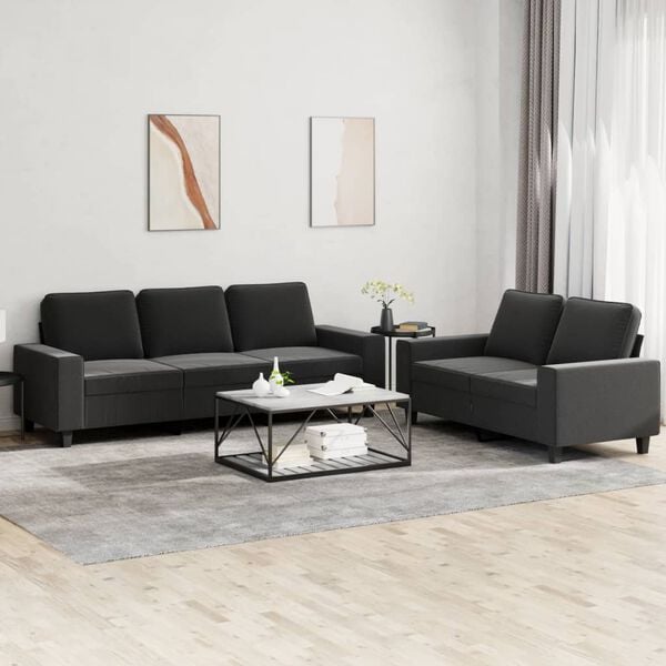 vidaXL Sofa Set Black Fabric (100% polyester), metal, textilene, plywood