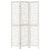 vidaXL Room Divider 3 Panels White Solid Wood Paulownia