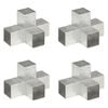 vidaXL Post Connectors 4 pcs X Shape Galvanised Metal 3.58x3.58"