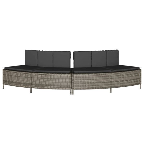 vidaXL Hot Tub Bench Grey PE rattan 44.1 in Removable Covers