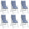 vidaXL Highback Chair Cushion Set of 6 Blue and White Stripe