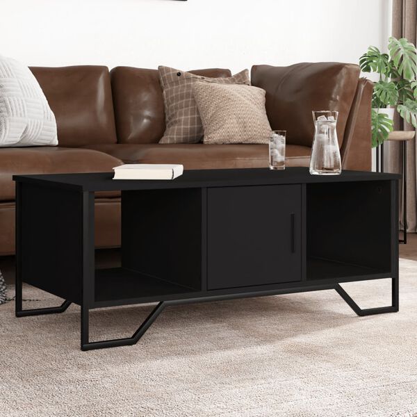 vidaXL Coffee Table Black Engineered wood, Metal Moderate Storage