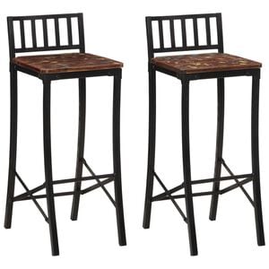 vidaXL Bar Chair Set of 2 Mixed Color Solid Reclaimed Wood Standard