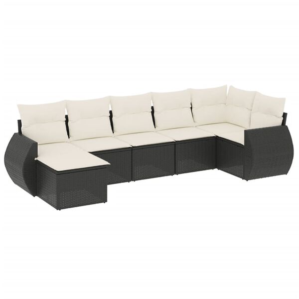 vidaXL Garden Sofa Set Black and Cream White
