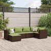 vidaXL Patio Lounge Set Brown, Green PE Rattan, Powder-Coated Steel