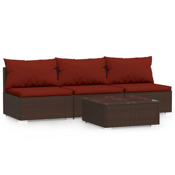 vidaXL Garden Lounge Set Brown PE rattan Medium Modular