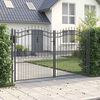 vidaXL Fence Gate with Spear Top Black 120.1"x 68.9" Powder-coated Steel