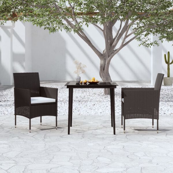 vidaXL Garden Dining Set Black PE rattan Durable Garden Dining Set