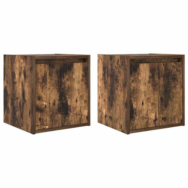 vidaXL Wall-mounted Bedside Cabinet Set of 2 Smoked Oak Engineered wood