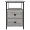 vidaXL Bedside Cabinet Grey Sonoma Engineered wood, Iron Compact