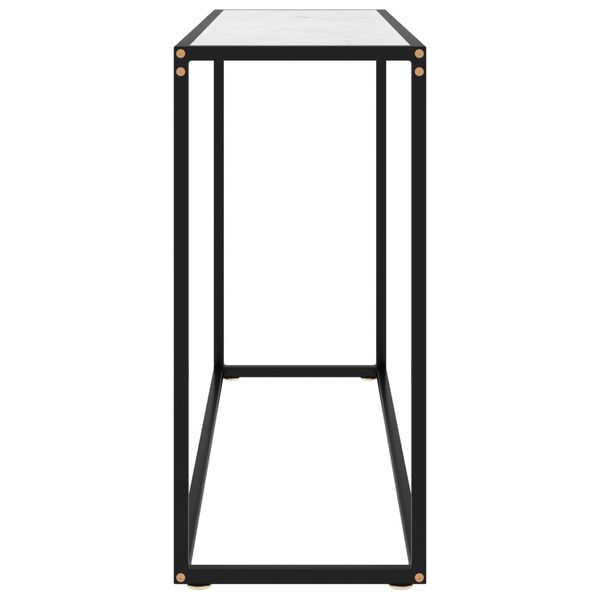 vidaXL Console Table White and Black Tempered Glass, Powder-Coated Steel