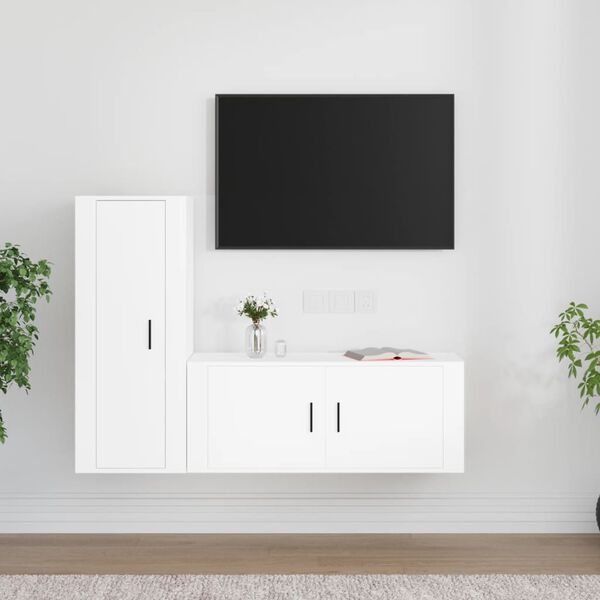 vidaXL TV Cabinet Set Set of 2 White Engineered Wood TV Cabinet Set