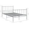 vidaXL Bed Frame Grey Powder-coated metal Double Durable Bed Frame