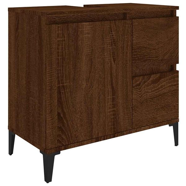 vidaXL Bathroom Cabinet Brown Oak Engineered Wood Medium