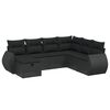 vidaXL Garden Sofa Set Black Poly Rattan, Powder-Coated Steel, Polyester