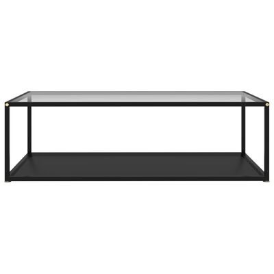 vidaXL Coffee Table Transparent and Black 47.2"x23.6"x13.8" Tempered Glass