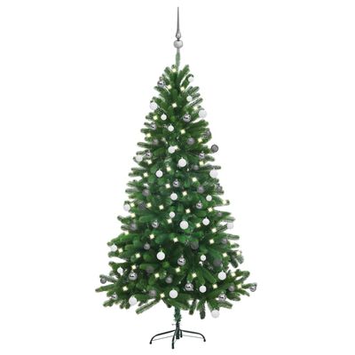 vidaXL Artificial Pre-lit Christmas Tree with Ball Set 59.1" Green