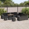 vidaXL Garden Sofa Set with Cushion 13 pcs Black Poly Rattan