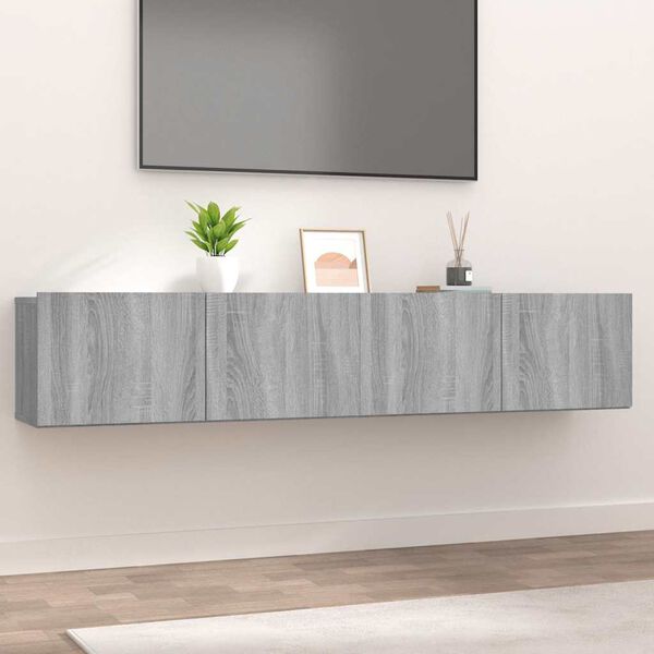 vidaXL TV Cabinet Set of 2 Grey Sonoma Engineered wood Drop-Down