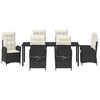 vidaXL Garden Dining Set with Cushion 7 pcs Black Poly Rattan