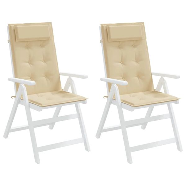 vidaXL Highback Chair Cushion Set of 2 Beige