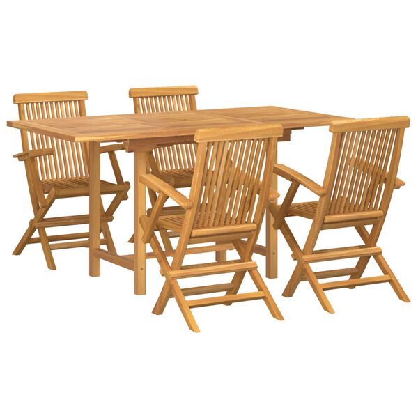 vidaXL Garden Dining Set 5 pcs Brown Solid teak wood