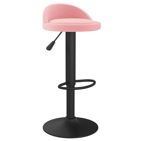 vidaXL Bar Stool Set of 2 Pink Velvet Adjustable Swivel Bar Stool