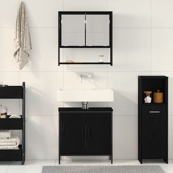 vidaXL Bathroom Furniture Set 2 pcs Black 23.6" x 11.8" x 23.6