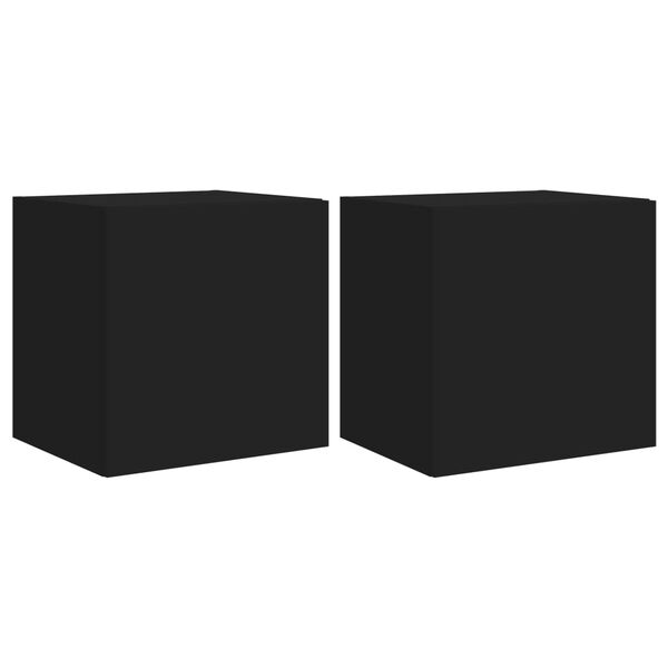 vidaXL TV Wall Cabinet Set of 2 Black Engineered wood Medium