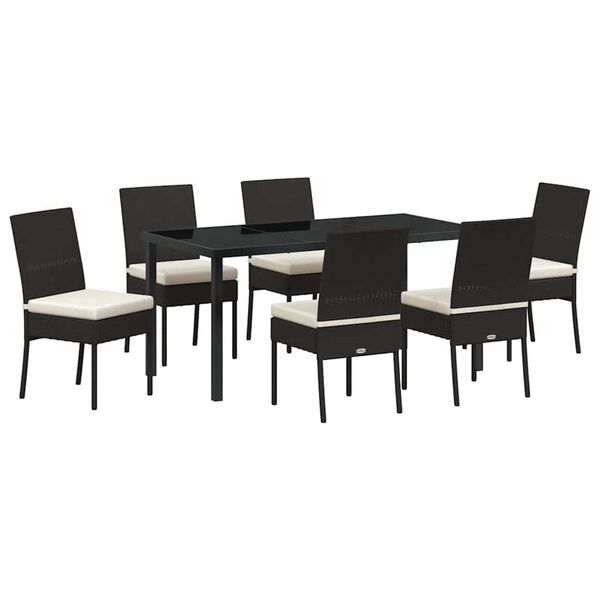 vidaXL Garden Dining Set 7 pcs Black Poly rattan