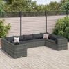 vidaXL Patio Lounge Set Grey PE Rattan 9-piece set Adjustable Armrests