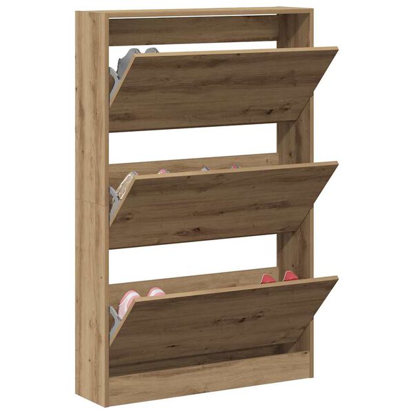 vidaXL Shoe Cabinet artisan oak 31.5" x 8.3" x 49.4" Engineered wood