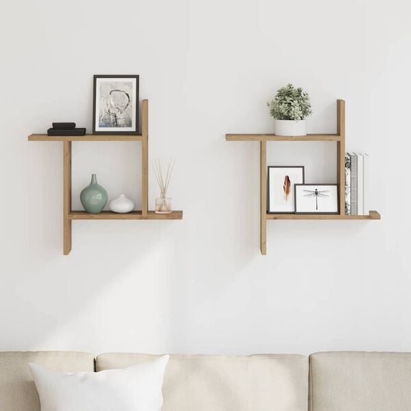 vidaXL Wall Shelves 2 pcs Artisian Oak 19.7x4.7x19.7" Engineered Wood