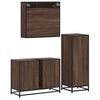 vidaXL Bathroom Furniture Set Brown Oak Engineered Wood, Metal, Glass