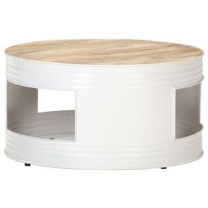 vidaXL Coffee Table White Mango Wood, Powder-Coated Iron Medium Durable