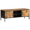 vidaXL TV Cabinet Rough mango wood, black Solid rough mango wood, iron
