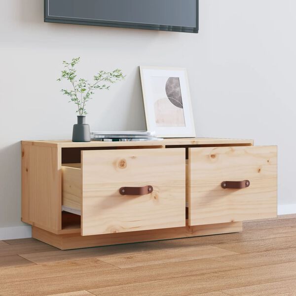 vidaXL TV Cabinet Natural Solid Pine Wood Medium TV Cabinet